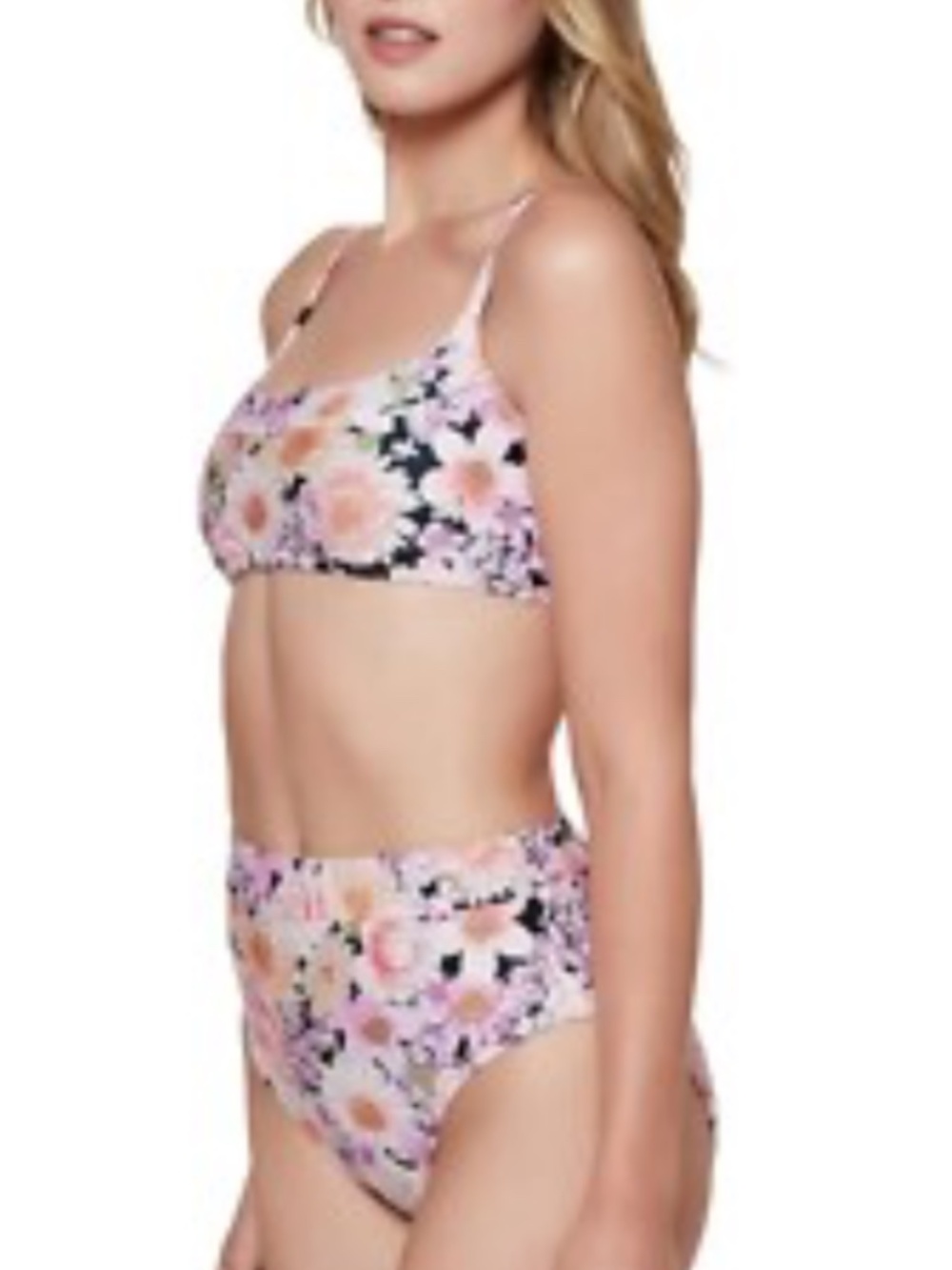 Sanctuary Floral High-Waisted Bikini Set – XS Top & Small Bottoms